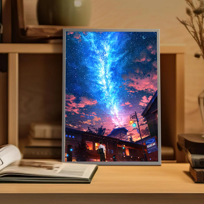 HD Anime Meteor Malerei Atmosphäre Beleuchtung Einfache Foto Rahmen USB Stecker Dimmbare LED Nacht Lampe Wohnkultur Stimmung Licht Geschenk