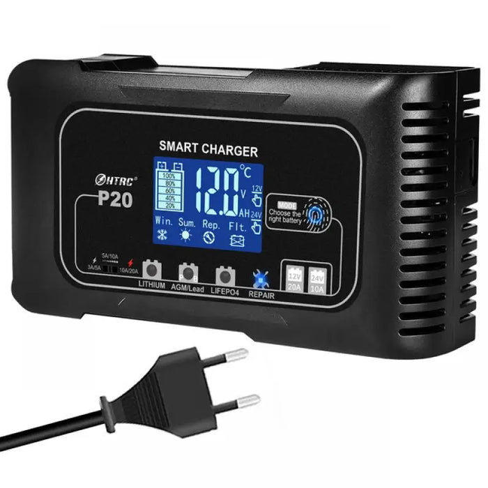 HTRC P20/P15/P10 12 V-24 V chargeur de batterie de voiture LCD réparation automatique d'impulsion charge pour Lifepo4 AGM chargeur de batterie au Lithium au plomb