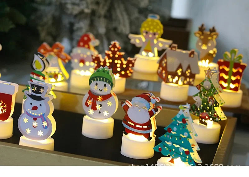 Décorations en toile du père noël LED pour la maison 2024, ornements de noël en toile pure, cadeaux de noël et cadeaux du nouvel an