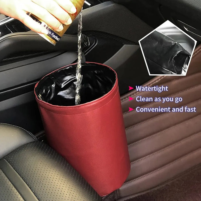 Contenedor de basura plegable para automóvil: interior impermeable para basura y organización de basura