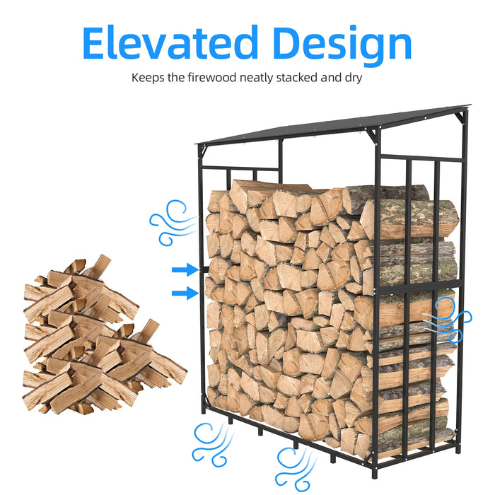 Soporte alto y duradero de madera y metal con cubierta superior para patio y jardín