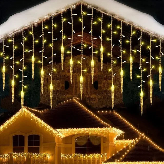 Lumières de flocon de neige LED de 3.5M-rideaux lumineux clignotants pour la décoration et la fête de noël, mariages et vacances imperméables