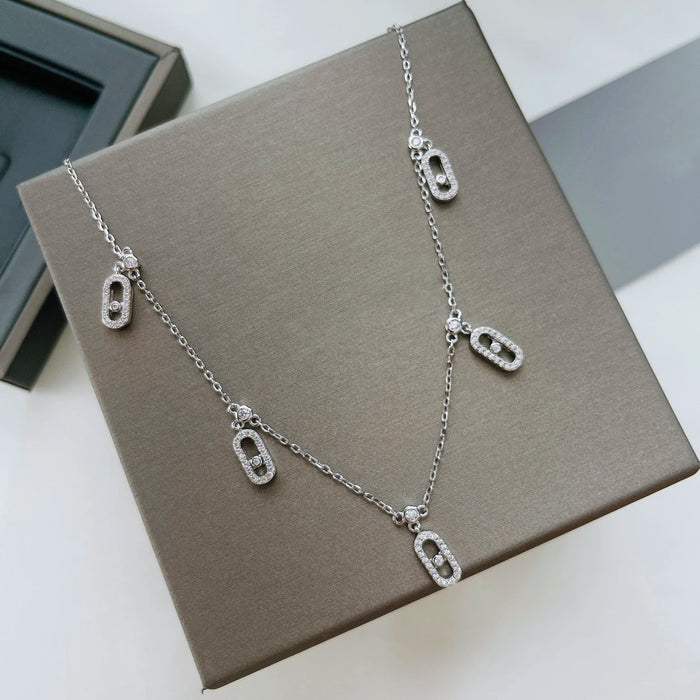 Neue französische Luxus-Halskette aus S925-Sterlingsilber mit beweglichen Diamanten – perfekt als Hochzeitsgeschenk für Ihre Lieben.