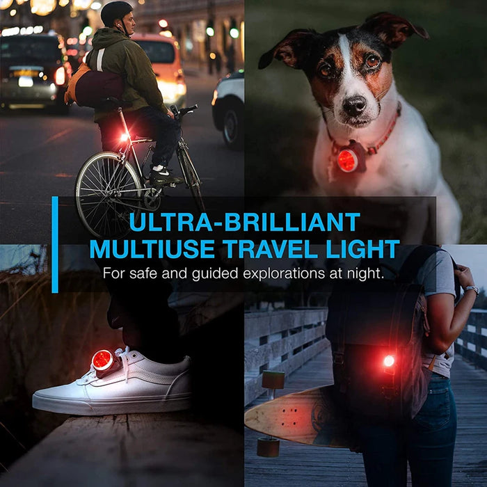 Luz LED de seguridad para perros 4 modos: recargable por USB, aleación de aluminio, resistente al agua para uso en exteriores, accesorios nocturnos para collares y arneses para perros.