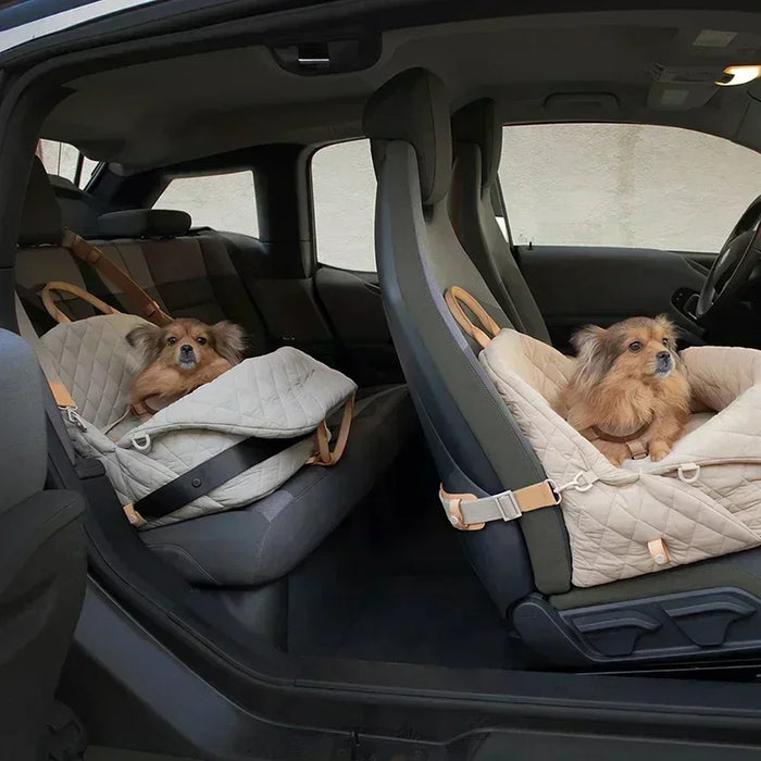 Porte-animal de luxe – Porte-chien, siège auto et lit de voyage avec harnais, porte-chiot lavable pour Chihuahua et Yorkie