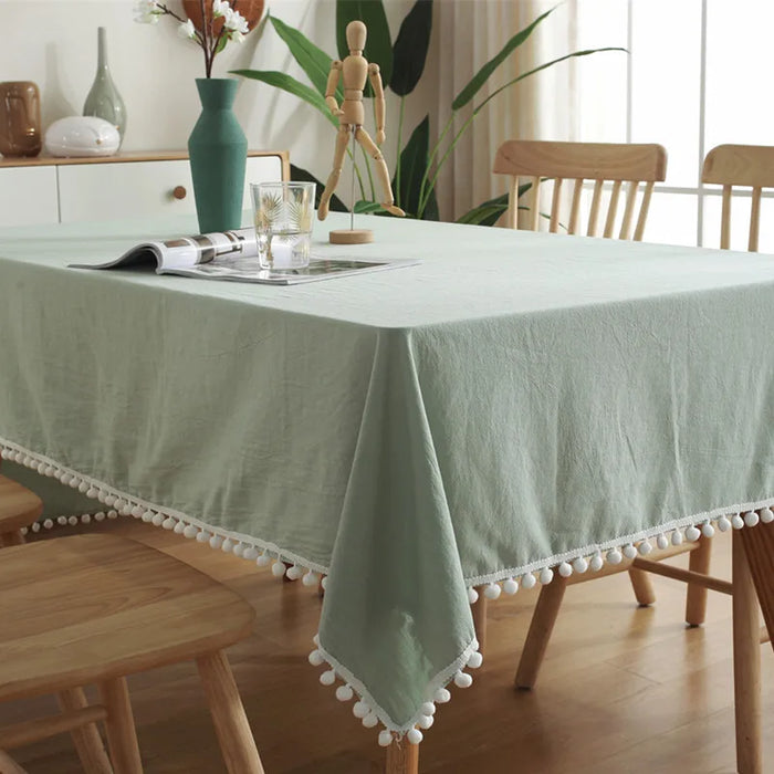 Nappe en tissu de coton avec franges - Nappe lavable pour décoration de mariage, de fête et de Noël