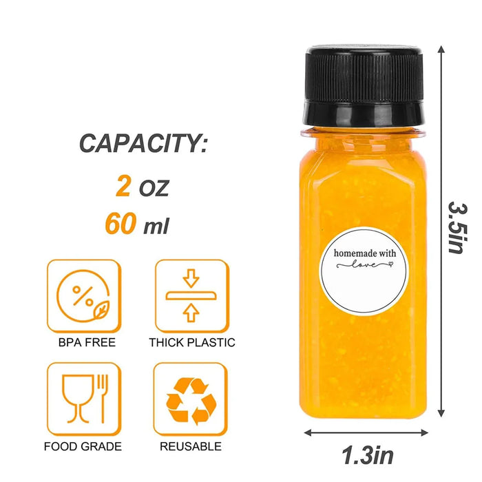 Wiederverwendbare 2-Unzen-Schnapsflaschen mit dichtem Deckel – perfekt für Saft-, Milch- und Ingwer-Shots