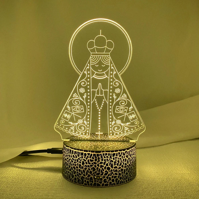 Neues 3D-LED-Nachtlicht „Unsere Liebe Frau von Aparecida“ für die Kirchendekoration – cooles Geschenk für Gläubige, USB- und batteriebetriebene Tischlampe