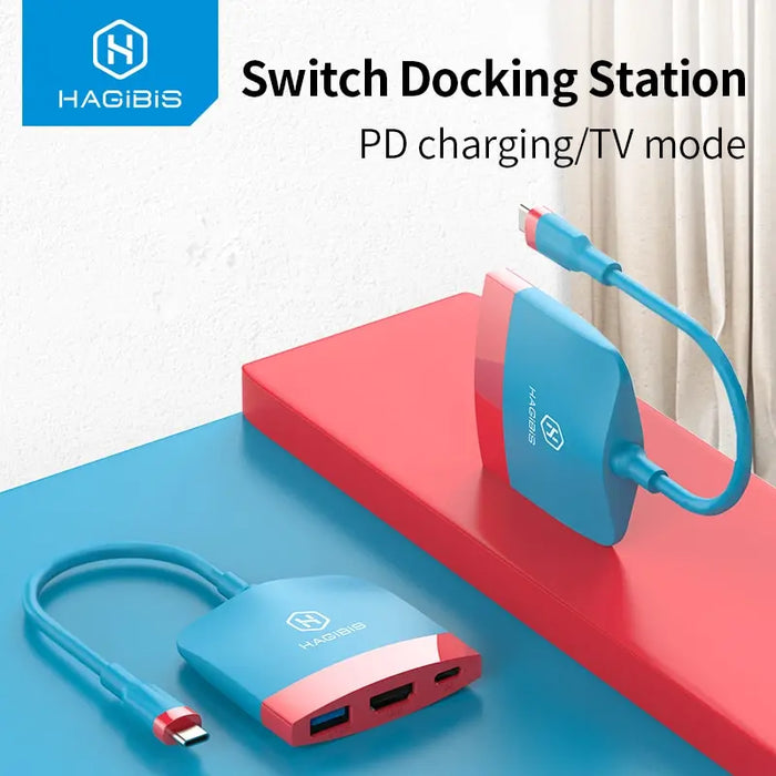 Hagibis Switch Dock TV Dock SWC01 Estación de acoplamiento portátil USB C a 4K HDMI USB 3.0 Hub para Nintendo, portátiles, PC y iPad