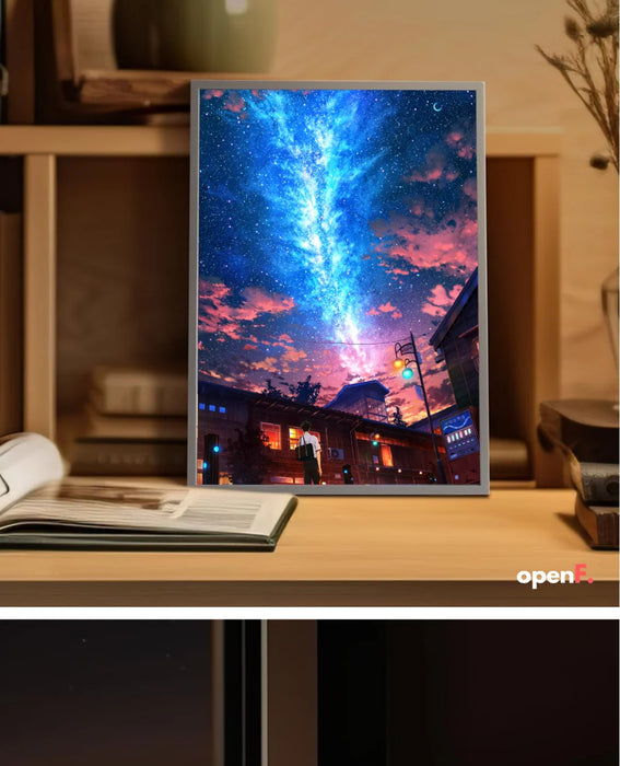 HD Anime Meteor Malerei Atmosphäre Beleuchtung Einfache Foto Rahmen USB Stecker Dimmbare LED Nacht Lampe Wohnkultur Stimmung Licht Geschenk