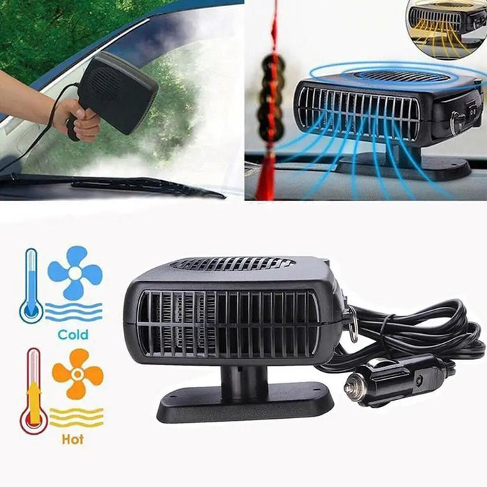 Chauffage de voiture portable 2 en 1 12 V/24 V 200 W – Désembueur et dégivreur de pare-brise efficace pour les jours froids