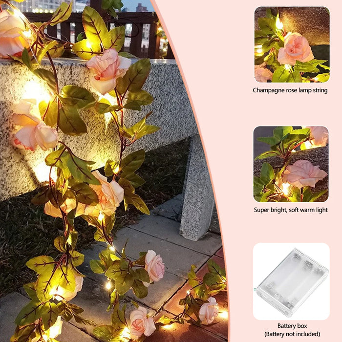 Guirnalda de luces LED Ivy Vines con girasol, hojas de sandía y rosas - 2M y 5M para decoración de bodas y Navidad