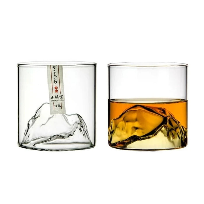 Verre à whisky de montagne 3D japonais au design glacier – Verre à whisky et vodka à l'ancienne dans une boîte en bois