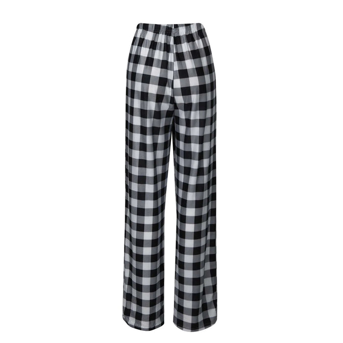 Pantalon de pyjama de noël à carreaux pour femmes, pour l'automne et l'hiver, pantalon à jambes larges à la mode pour un Style de rue décontracté