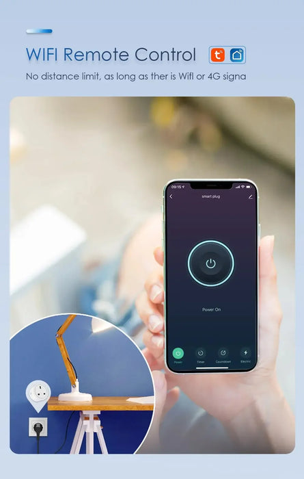 Prise intelligente WiFi 20A/16A TUYA - Prise de surveillance de puissance intelligente avec commande vocale et minuterie, compatible avec Alexa et Google Home