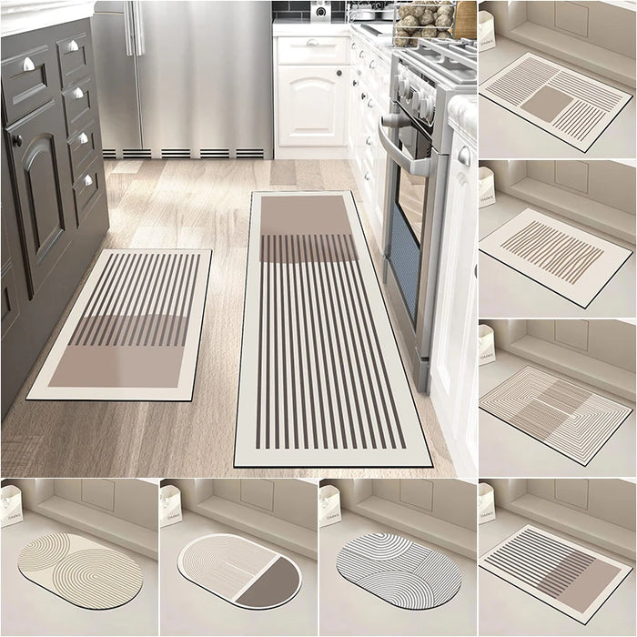 Tapete de cocina de diatomita súper absorbente - Tapete lavable largo y suave con protección antideslizante para baño y entrada