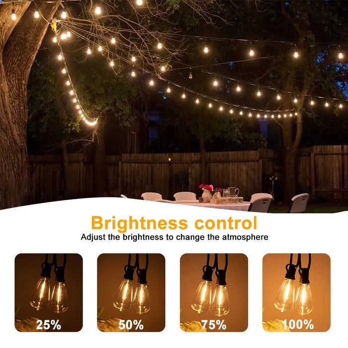 Guirlande lumineuse LED d'extérieur ST38 - Éclairage à intensité variable et étanche pour terrasse et fêtes