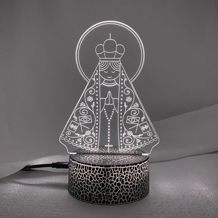 Neues 3D-LED-Nachtlicht „Unsere Liebe Frau von Aparecida“ für die Kirchendekoration – cooles Geschenk für Gläubige, USB- und batteriebetriebene Tischlampe