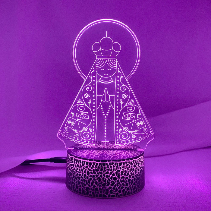 Neues 3D-LED-Nachtlicht „Unsere Liebe Frau von Aparecida“ für die Kirchendekoration – cooles Geschenk für Gläubige, USB- und batteriebetriebene Tischlampe