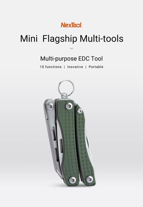 NexTool Mini-Flaggschiff, Rot/Grün, 10-in-1, vielseitig, faltbar, EDC-Handwerkzeug, Schraubendreher, Mini-Zange, Flaschenöffner, Outdoor