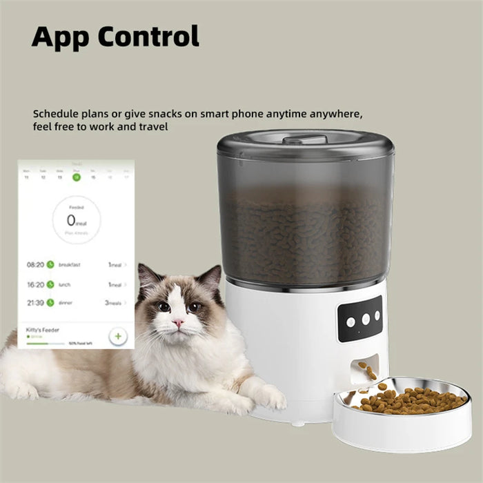 Mangeoire automatique pour animaux de compagnie avec capacité de 4 L et minuterie intelligente, contrôle Tuya, distributeur de nourriture avec bol en acier inoxydable pour chiens et chats