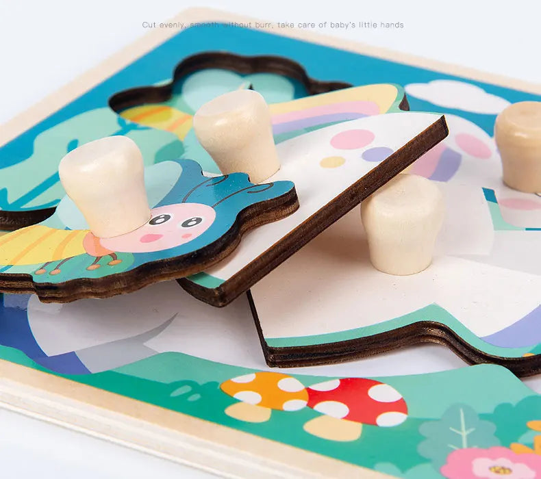 Puzzles en bois Montessori pour les tout-petits – Jouets animaux d'apprentissage pour 1 à 3 ans