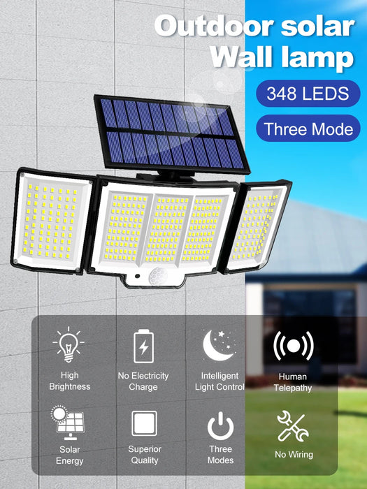 Luces de ventilador al aire libre 328/348 LED Sensor de movimiento súper ligero integrado potencia fuerte IP65 impermeable 3 modos de trabajo pared de jardín