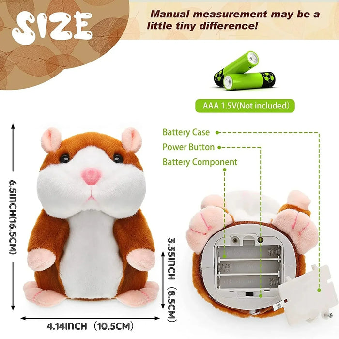 Apprenez à imiter le petit hamster bavard - Peluche amusante pour enfants, poupée hamster bavarde qui apaise les bébés qui pleurent, cadeau parfait pour les enfants.