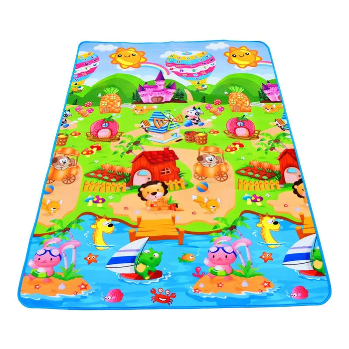 Kinderspielmatte 180x120x0,3 cm - Krabbelmatte zum Spielen und Betätigen, wasserabweisende, weiche Bodenmatte für drinnen und draußen.