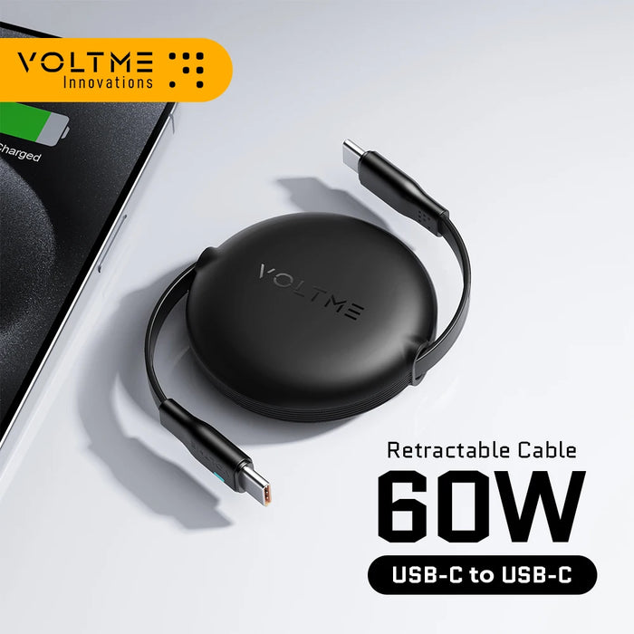 Câble USB C rétractable VOLTME PD 60W pour iPhone 15 Pro, iPad, Xiaomi, Oneplus, tablette, accessoires de charge rapide