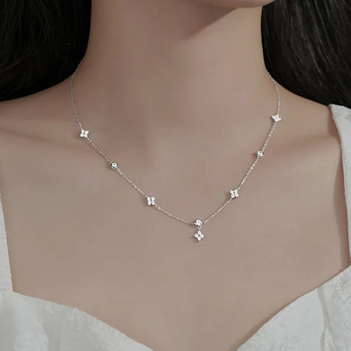 Collier trèfle porte-bonheur S925, pendentif trèfle à quatre feuilles en argent Sterling, bijoux élégants pour femmes, cadeau de mariage parfait