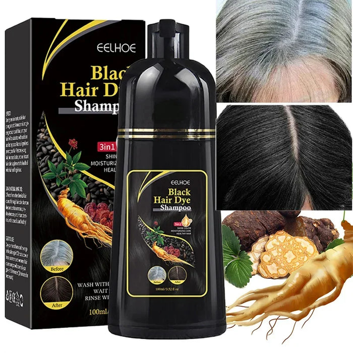 100ml Natural Herbal Hair Color Shampoo 3-in-1 for Gray Hair - Dark Brown and Black Shades for Men and Women - Coverage 2024