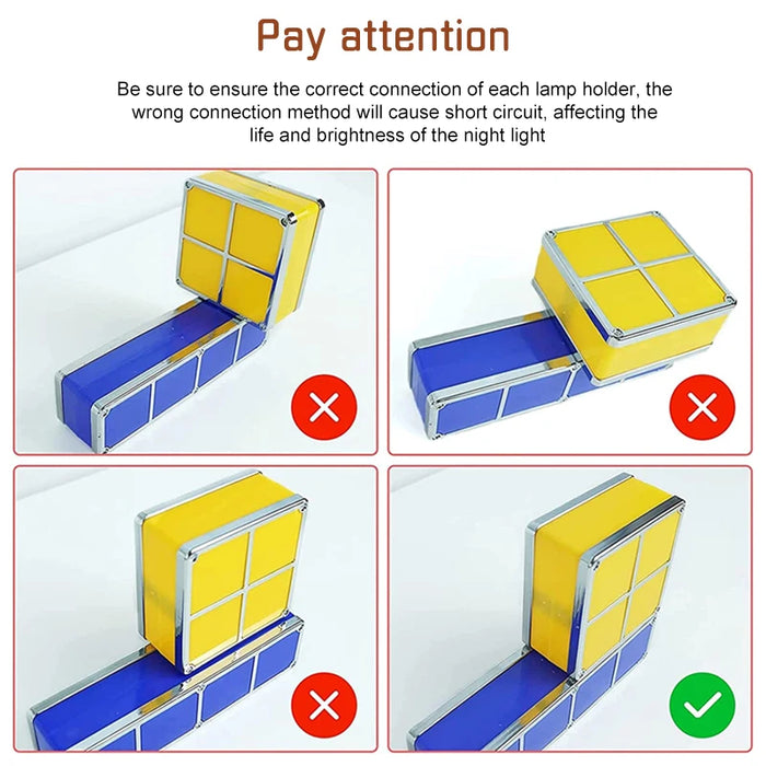 DIY Stapelbar Nattlampa LED Pussel Barnpresent 7 Färger 3D Tangram Lampa Hem Sovrum Skrivbordslampa Perfekt för Flicka/Pojke Födelsedag