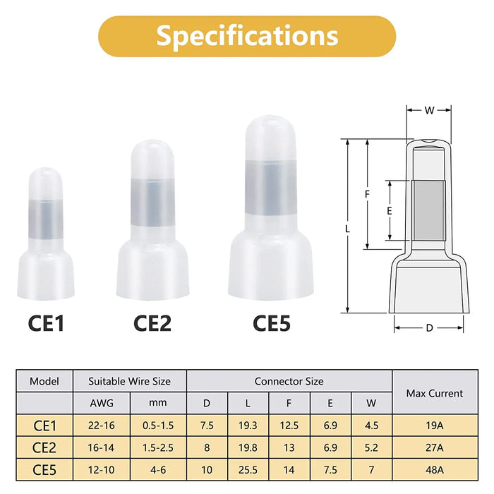 Connecteurs à sertir fermés, paquet de 120, Kit de sertissage universel avec isolation en nylon pour fils de calibre 22 à 10