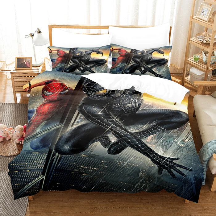 Spiderman-Bettwäsche-Set mit Bettdecke – universelles Design für Kinder und Erwachsene, modernes bedrucktes Doppelbett, einschließlich King-Size-Bett