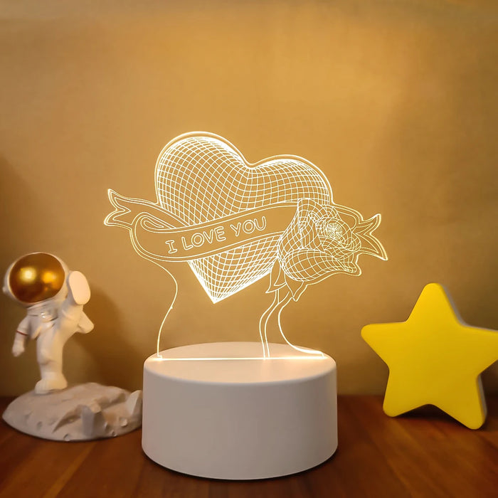 Lámpara de noche LED Sololander Creative 3D Illusions - Lámpara de mesa única para decoración del hogar con pantalla acrílica