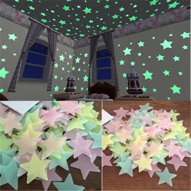 Autocollants lumineux étoiles en PVC pour les nuits sombres, art mural fluorescent pour décorations de chambre d'enfants et de fête