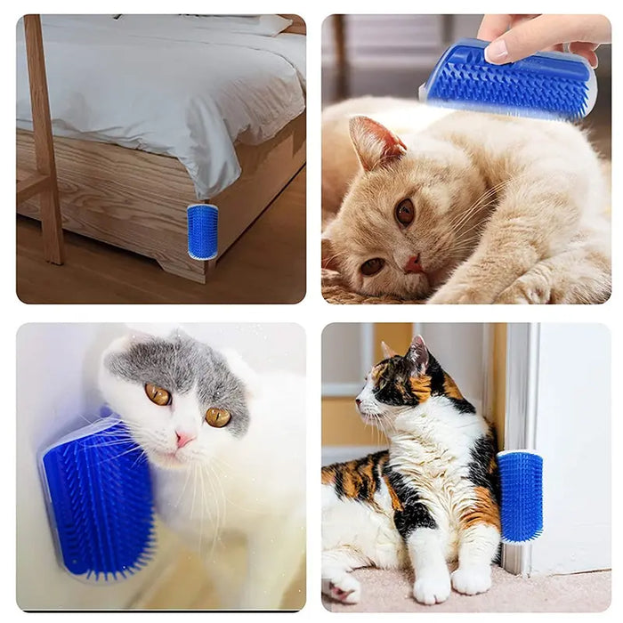 Rascador y peine masajeador para gatos con hierba gatera para el cuidado del pelaje y rascado de las esquinas - accesorios para gatitos