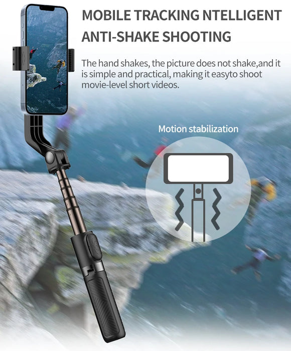 Handheld-Gimbal-Stabilisator für Smartphones mit Selfie-Stick-Stativ und kabelloser Bluetooth-Fernbedienung für iPhone und Android