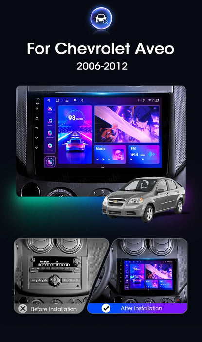 Autoradio 2Din Android 12 avec CarPlay et GPS pour Chevrolet AVEO T250 2006-2012 - Lecteur multimédia et système de divertissement