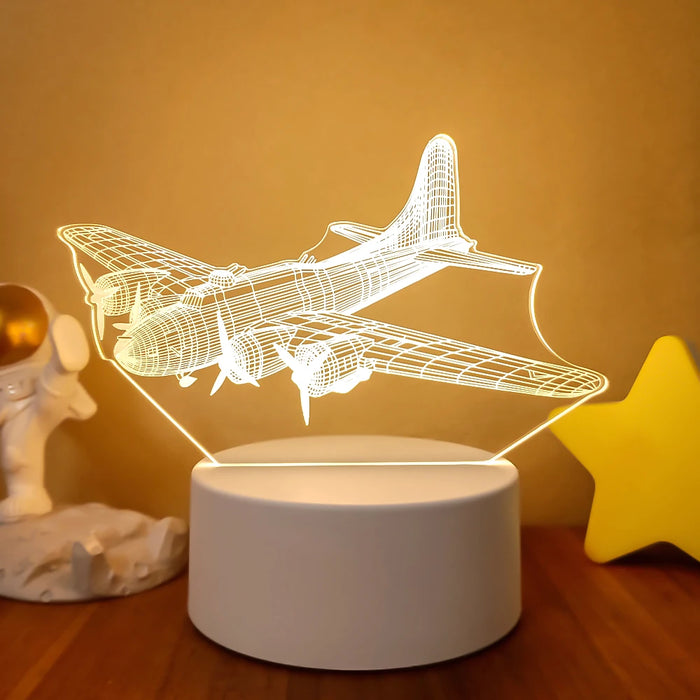 3D Bulldozer and Excavator Night Lamp - LED Lighting for Kids Room, Decorative Gift for Children