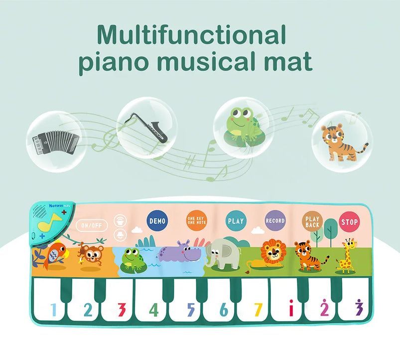 Coolplay Tapete musical para niños de 110x36 cm - Teclado de piso con tapete de baile y 8 sonidos de animales - Juguete educativo para niños pequeños