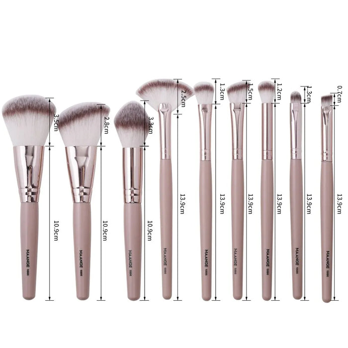 Ensemble de pinceaux de maquillage Maange 9 pièces – Pinceaux professionnels pour fond de teint, surligneur et fard à paupières à poils doux