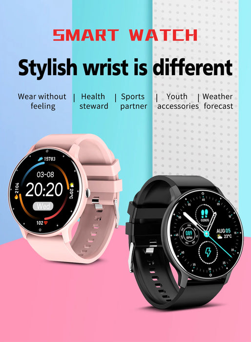 Montre intelligente de fitness polyvalente ZL02D pour hommes et femmes – Tracker de santé étanche avec moniteur de fréquence cardiaque et connectivité Bluetooth pour iOS et Android