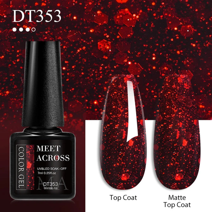 MEET ACROSS-esmalte de uñas en Gel rojo, 7ml, cristal semipermanente, barniz de Gel UV para manicura, Base, capa superior mate