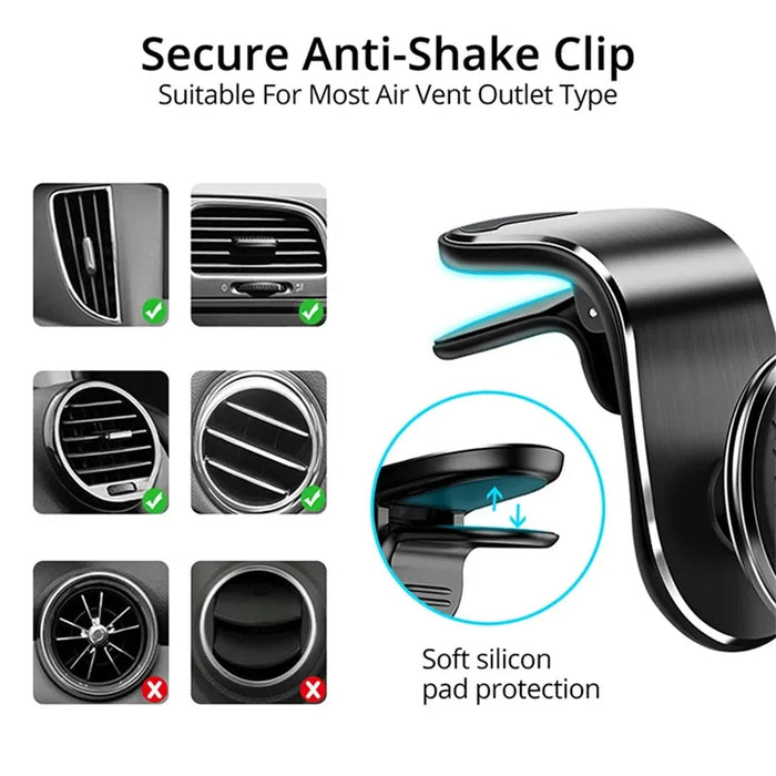 Magnetic Car Phone Holder for Air Vent - Universal Mobile Holder for iPhone, Samsung, Xiaomi