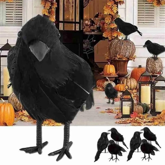 Décoration d'Halloween Simulation Black Crow - Accessoires d'oiseaux effrayants pour les festivités