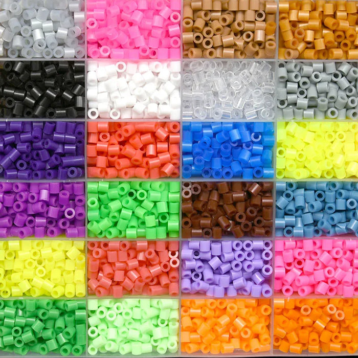 Hama Perles 500 pcs - Creative 5mm Noir, Blanc, Gris, Bleu, Vert et Violet pour Enfants DIY Arts et Artisanat