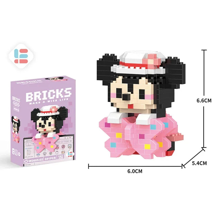 Disney Princess Anime Mini Figura de acción Juego de bloques de construcción - Stitch & Mickey Perky Toys para niños