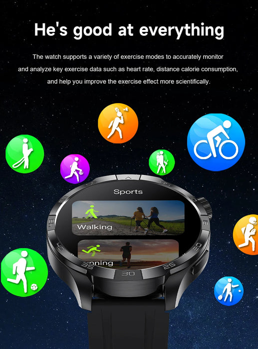 Nouveau 1,85 "écran AMOLED GPS sport montre intelligente pour hommes avec boussole NFC montres étanches fréquence cardiaque appel Bluetooth Smartwatch pour HUAWEI